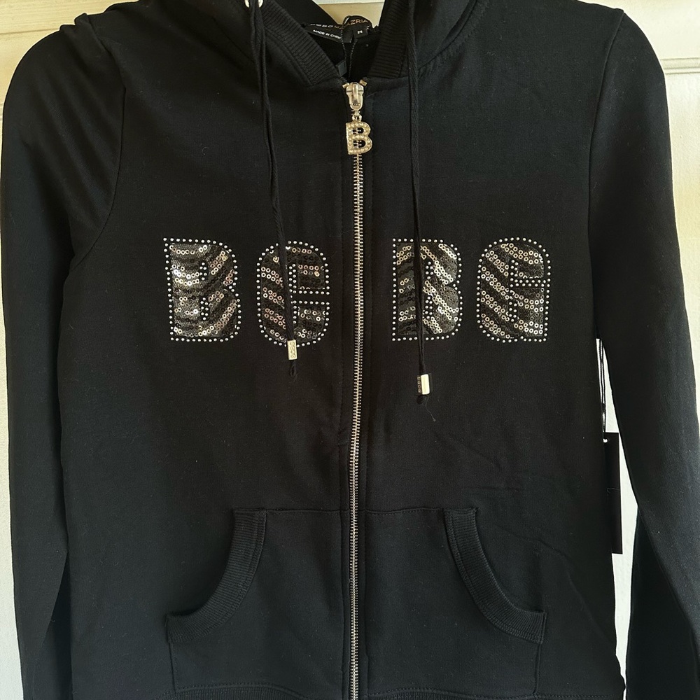 BCBG Black Zip-Up Hoodie
